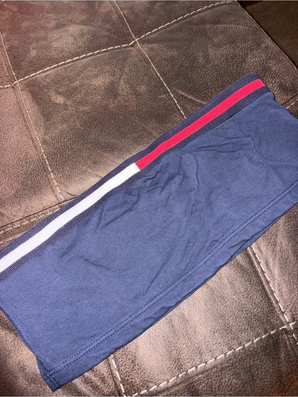 Tommy Hilfiger Navy Blue Bandeau Tube Top with Red & White Trim